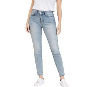 RISEN Jeans Women’s 13/31 High Rise Light Wash Crossover Closure Raw Hem Y2K